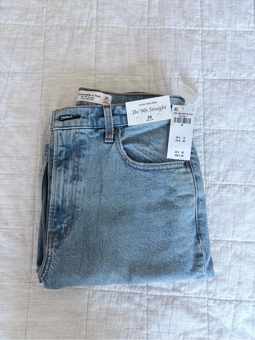 Abercrombie & Fitch Light Blue Ultra High Rise '90s Straight Jeans
